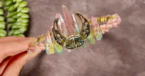 Handmade Angel Aura Quartz & Opal Crystal Headband