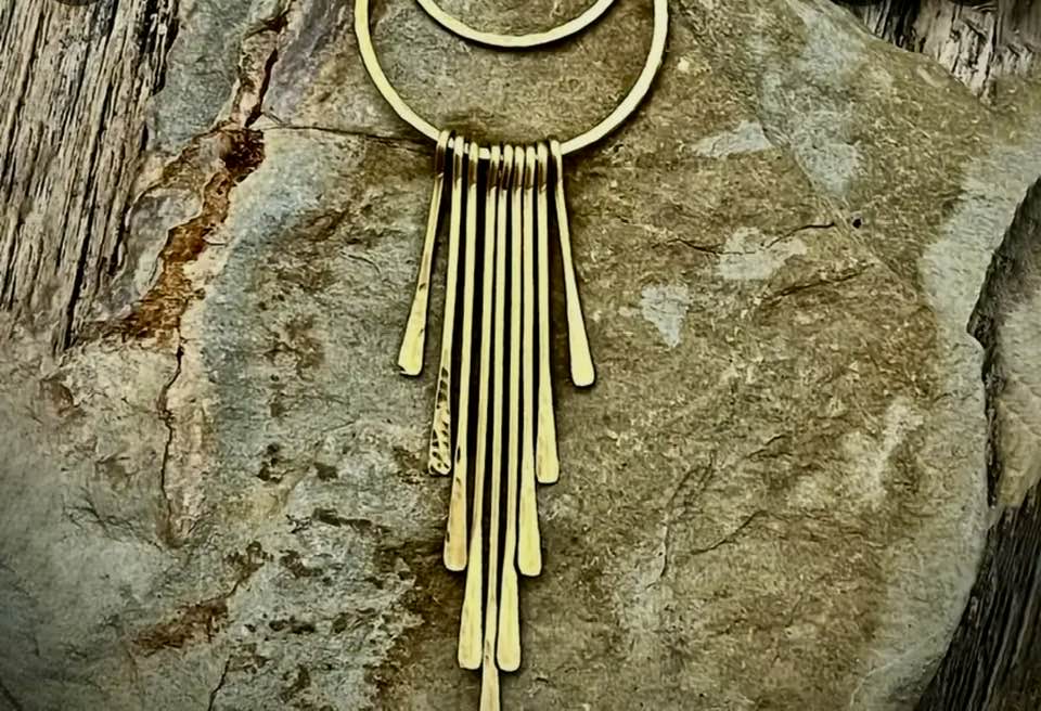 Crescent Moon Gold Dangle Necklace