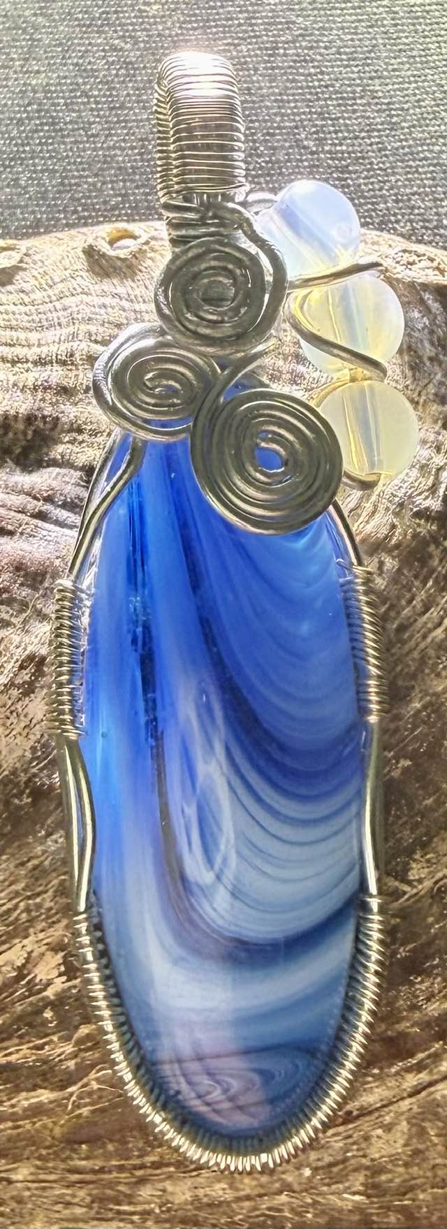 Blue Shaman Swirl Authentic Andara Crystal Pendant