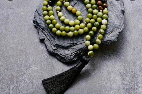 Jade, Agate and Tigers Eye Mala Beads
