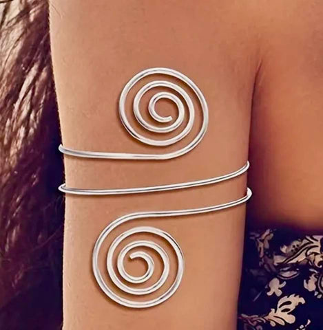 Multi Layer Spiral Silver Arm Band