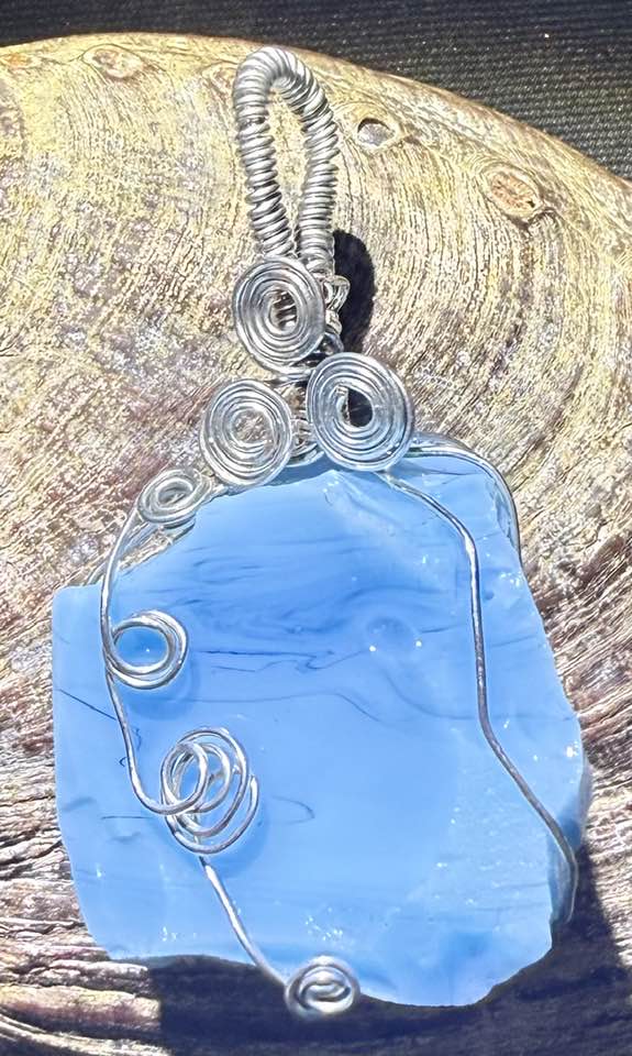 Blue Shaman Swirl Authentic Andara Crystal Pendant