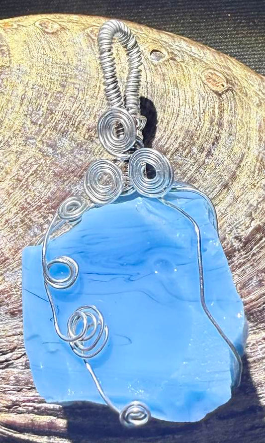 Blue Shaman Swirl Authentic Andara Crystal Pendant