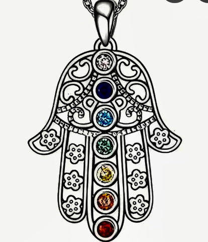 Hamsa Hand Chakra Healing Necklace