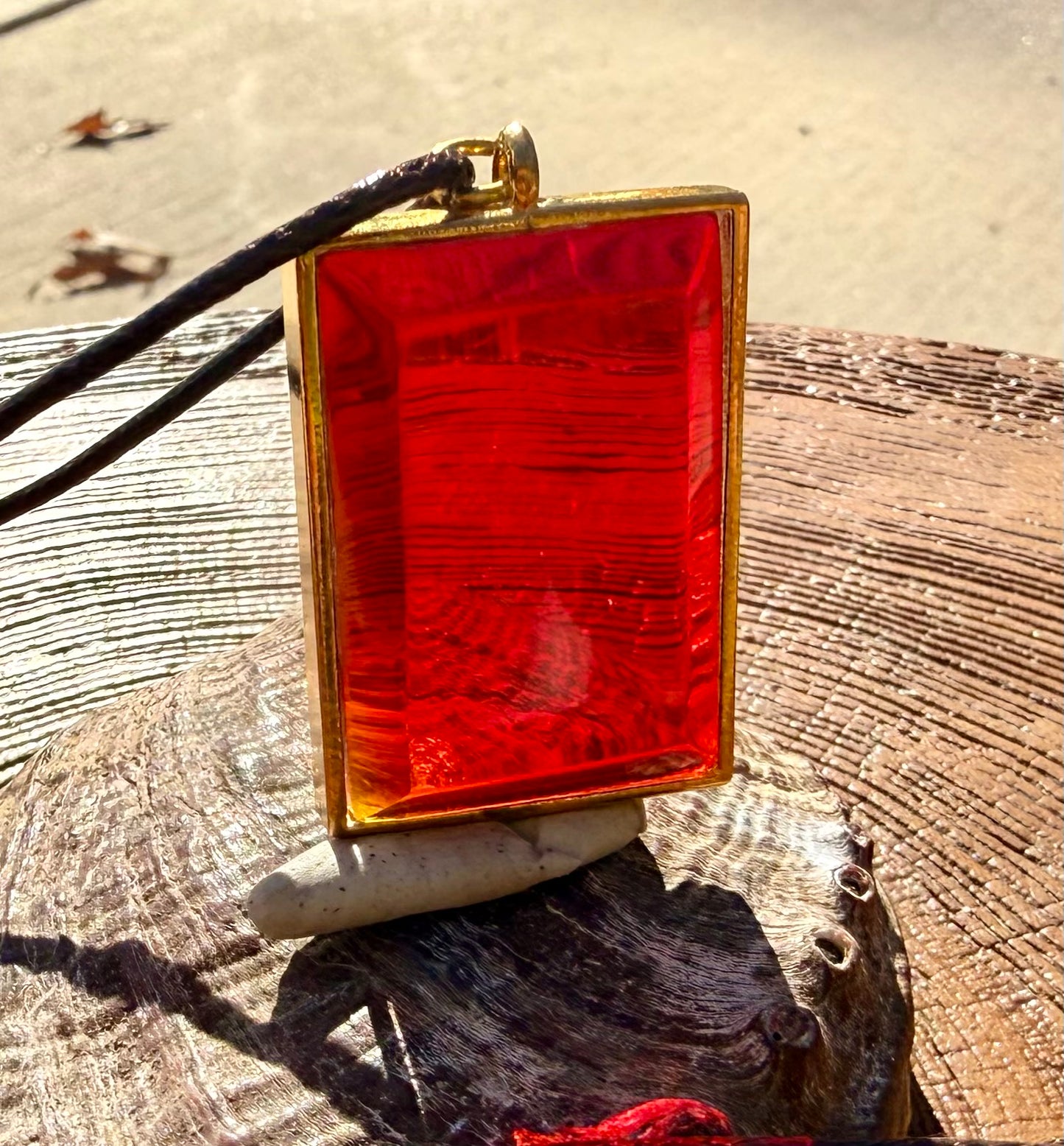 Divine Solar Fire Authentic Andara Crystal Square Pendant
