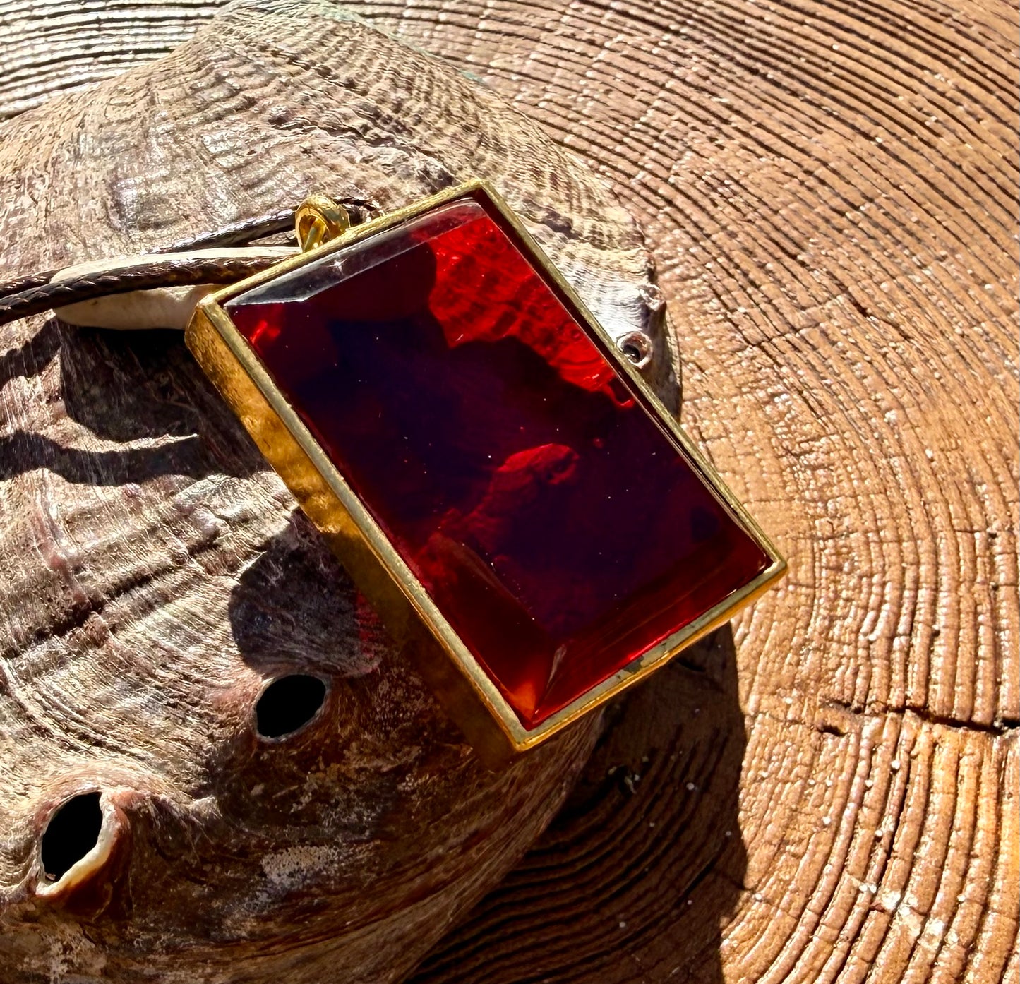 Divine Solar Fire Authentic Andara Crystal Square Pendant