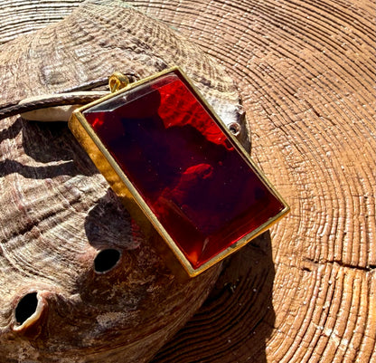 Divine Solar Fire Authentic Andara Crystal Square Pendant