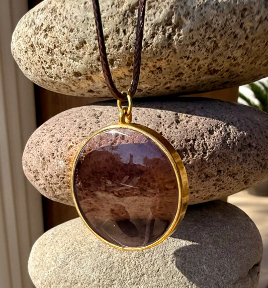 Violet Sovereign Amethyst Authentic Andara Crystal Pendant Round