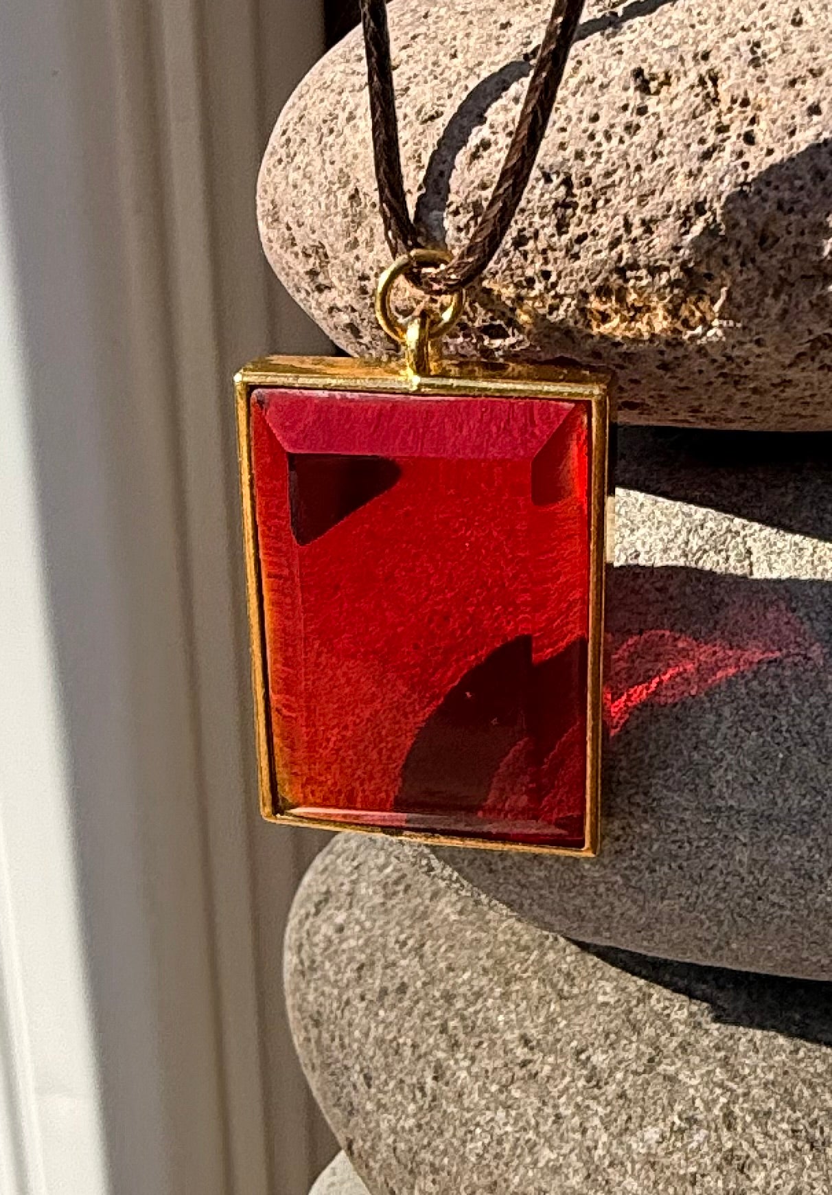 Divine Solar Fire Authentic Andara Crystal Square Pendant
