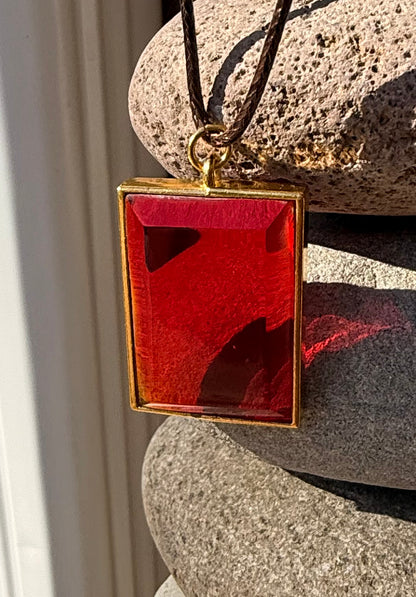 Divine Solar Fire Authentic Andara Crystal Square Pendant